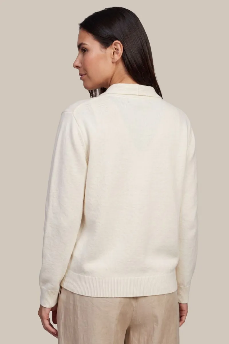 G-maxx Liora Knitting Cardigan Wool White, witte gebreide wollen cardigan